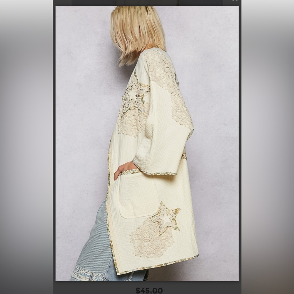 POL. Patchwork Embroidered Kimono Star Jacket - Picture 4 of 4